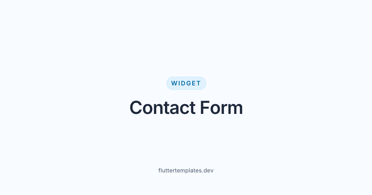 Flutter Contact Form — Flutter Templates